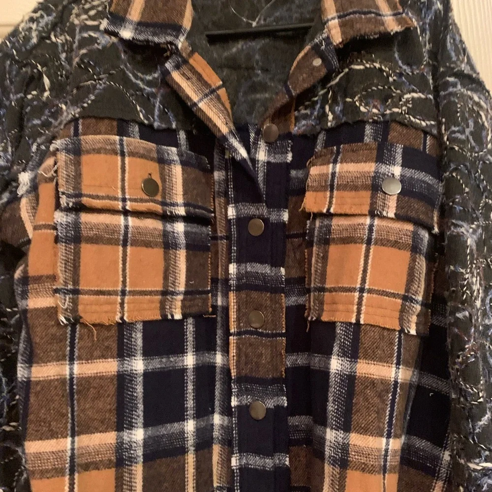 POL Blue and Brown Plaid Shirt - Picture 3 of 8